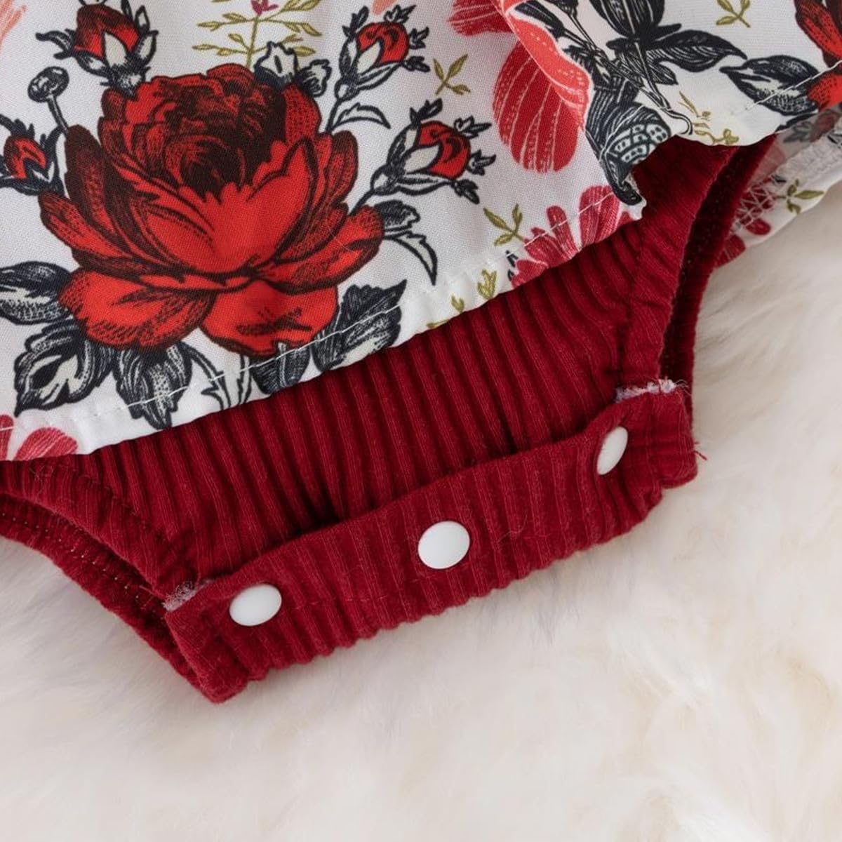 Newborn Baby Girl Romper Dresses Clothes Set Short Sleeve Floral Ruffle Bow Overall Bodysuit Onesie Floral Skirt Hem Outfit