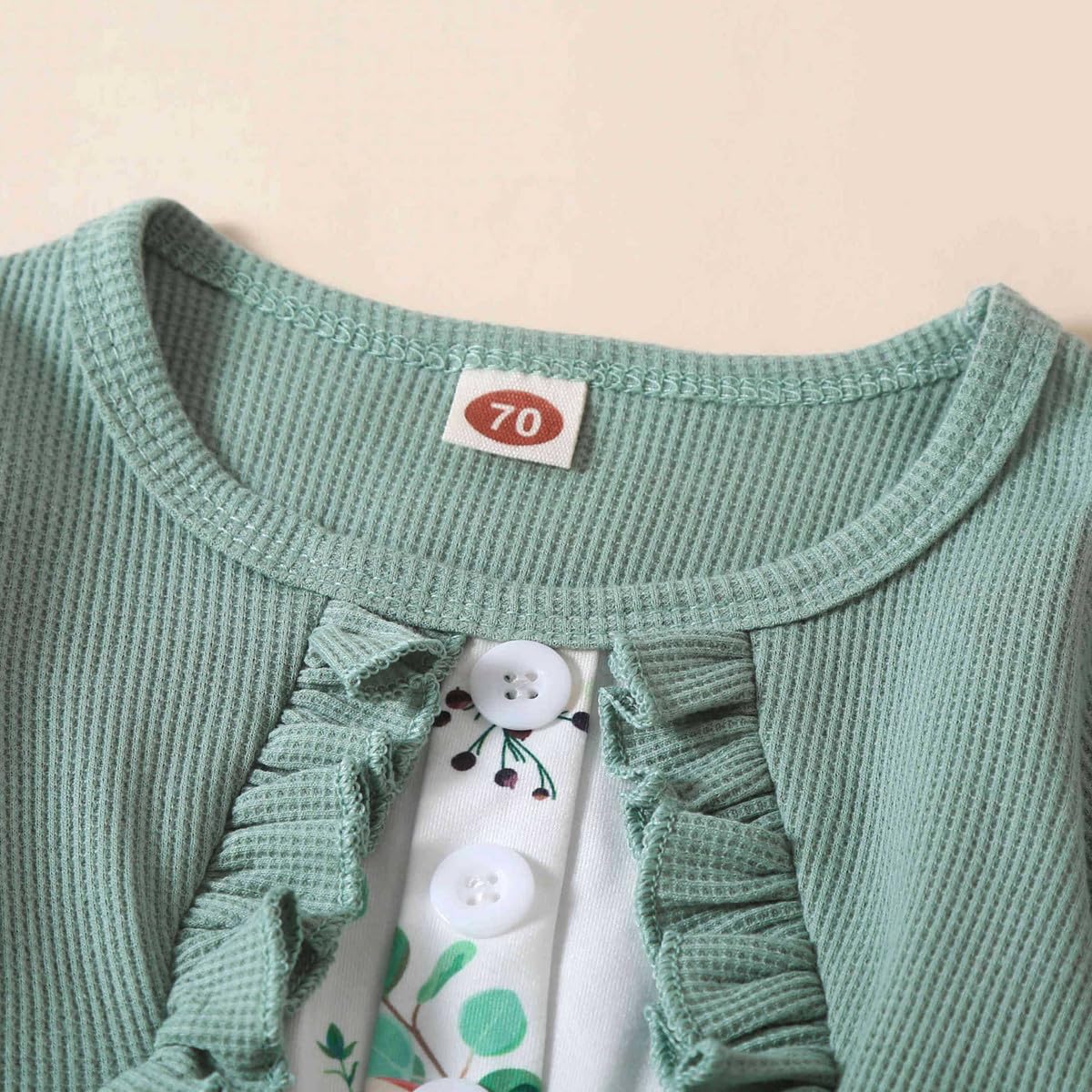 Newborn Baby Girl Romper Dresses Clothes Set Short Sleeve Floral Ruffle Bow Overall Bodysuit Onesie Floral Skirt Hem Outfit