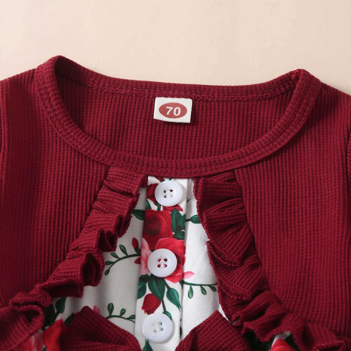 Newborn Baby Girl Romper Dresses Clothes Set Short Sleeve Floral Ruffle Bow Overall Bodysuit Onesie Floral Skirt Hem Outfit
